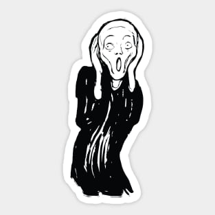 The Scream  minimalized Black and White Sticker